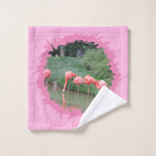 Modern custom text and photo on pink pattern wash cloth