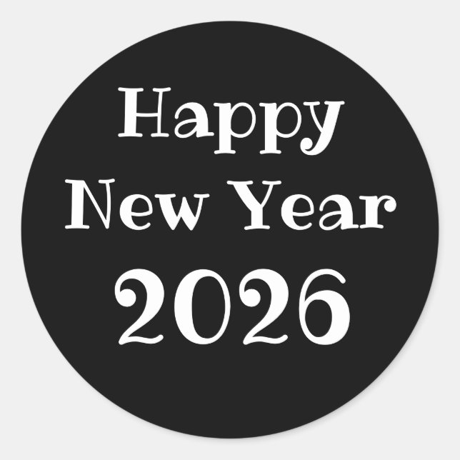 Modern Custom Text Happy New Years Classic Round Sticker (Front)