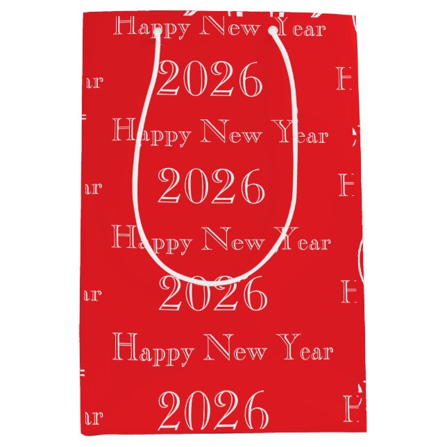 Modern Custom Text Happy New Years Medium Gift Bag (Front)
