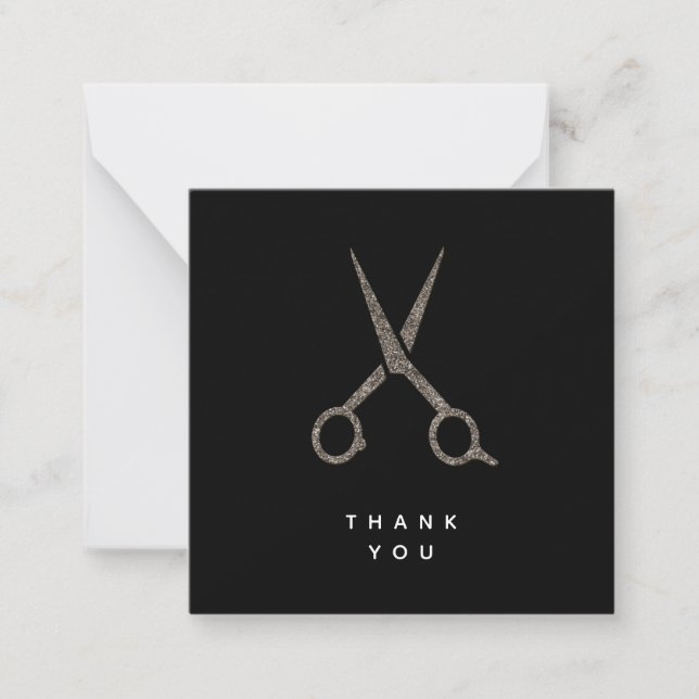 modern CUSTOM thank you scissors Hairdresser card (Front)