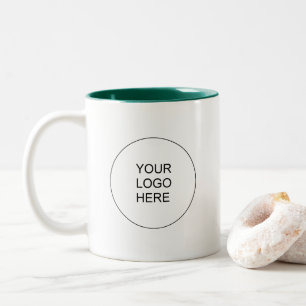 Modern Custom Upload Your Company Logo Green White Two-Tone Coffee Mug
