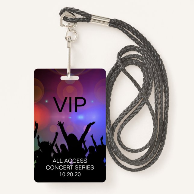Modern Custom VIP All Access Concert Pass Badge (Front with Lanyard)