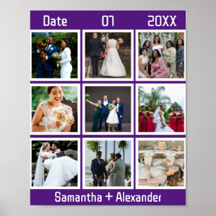 Modern Custom Wedding Anniversary 9 Photo Collage Poster