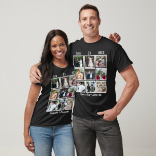 Modern Custom Wedding Anniversary 9 Photo Collage T-Shirt