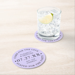 Modern Custom Wedding Colours Wedding Date Round Paper Coaster