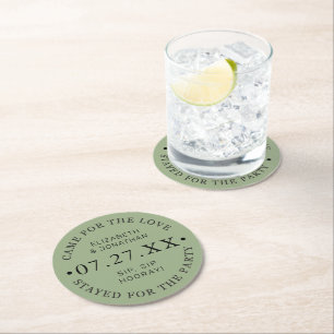 Modern Custom Wedding Colours Wedding Date Round Paper Coaster