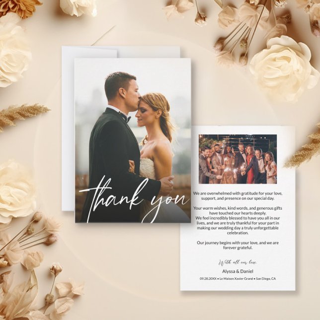 Modern Custom Wedding Multi Photos  Thank You Card (Wedding guest photos on thank you cards)