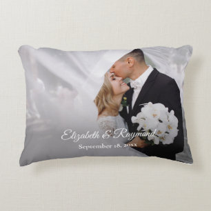 Modern Custom Wedding Photo Accent Pillow