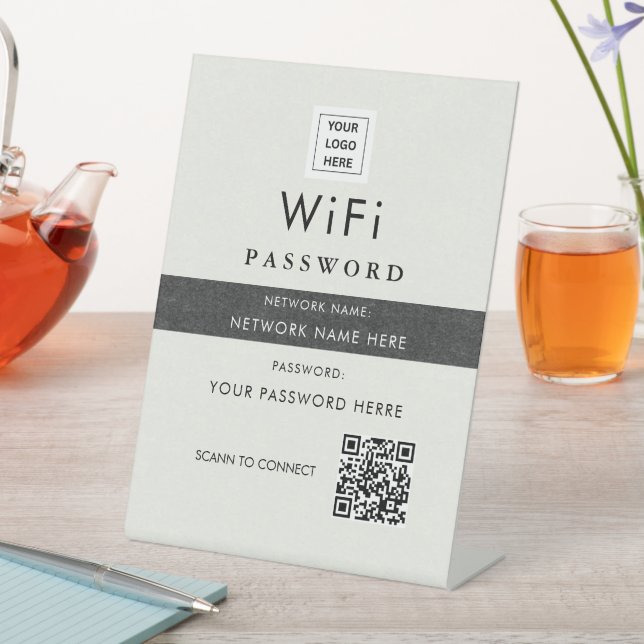 Modern Custom Wi-Fi QR Code Sign with Business Log (In SItu)
