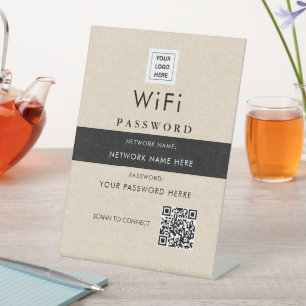 Modern Custom Wi-Fi QR Code Sign with Business Log