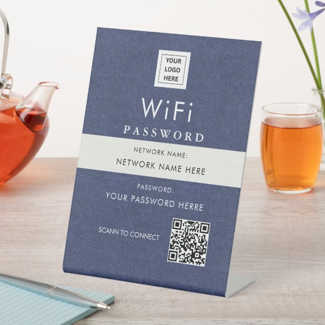Modern Custom Wi-Fi QR Code Sign with Business Log (In SItu)