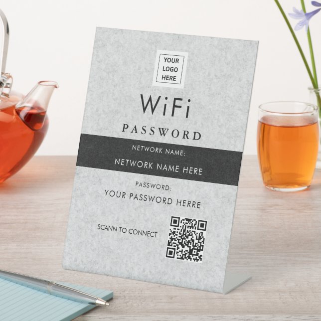 Modern Custom Wi-Fi QR Code Sign with Business Log (In SItu)