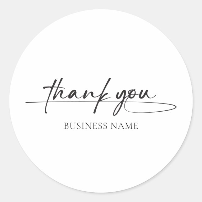 Modern Customer Thank You Handwritten Script Classic Round Sticker (Front)