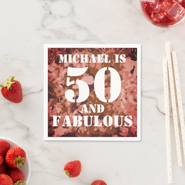 Modern Customizable 50 and fabulous Napkin (Insitu)