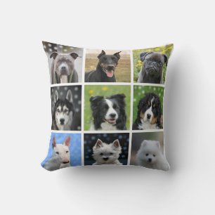 Modern Customizable Black & White Dog Photos Throw Pillow