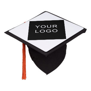 Modern Customizable Business Company Logo White  Graduation Cap Topper