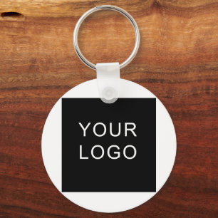 Modern Customizable Business Company Logo White Keychain
