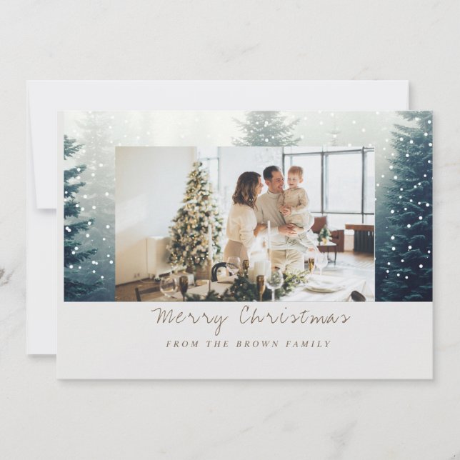 Modern Customizable family photo Christmas card (Front)