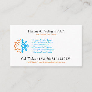 Modern CUSTOMIZABLE Heating & Cooling Business Card