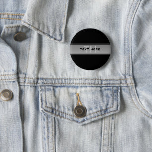 Modern Customizable Layered Text   Black & Grey 2 Inch Round Button
