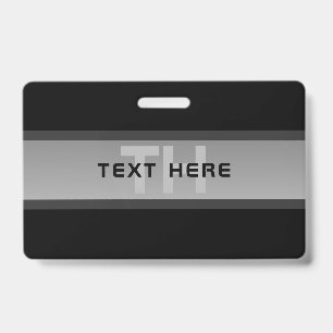 Modern Customizable Layered Text Black & Grey Badge