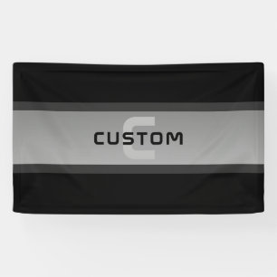 Modern Customizable Layered Text Black & Grey Banner