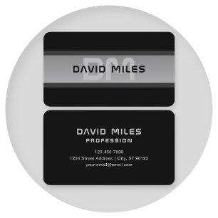 Modern Customizable Layered Text Black & Grey Business Card