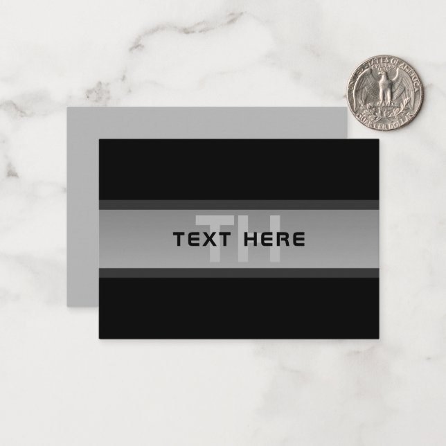 Modern Customizable Layered Text | Black & Grey Card (Front/Back In Situ)