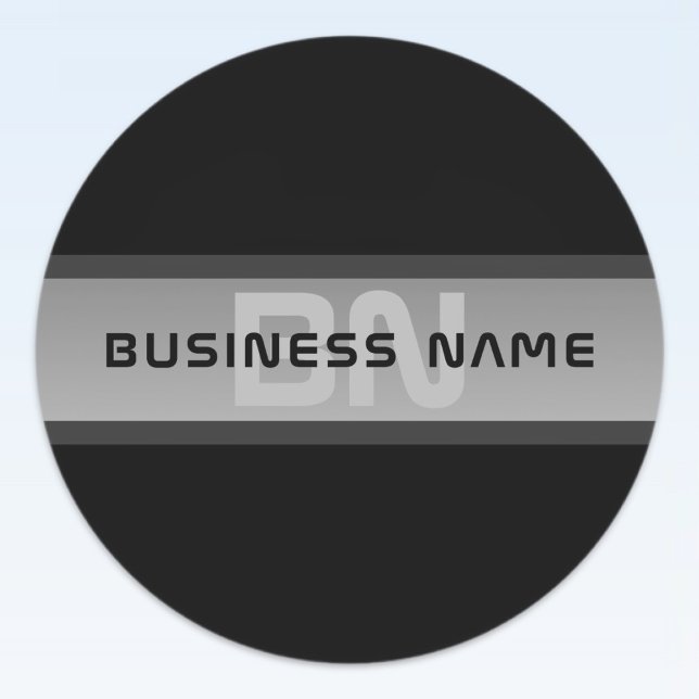Modern Customizable Layered Text | Black & Grey Classic Round Sticker (Creator Uploaded)