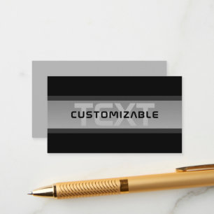Modern Customizable Layered Text   Black & Grey Enclosure Card
