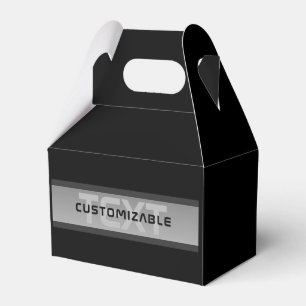 Modern Customizable Layered Text   Black & Grey Favor Box