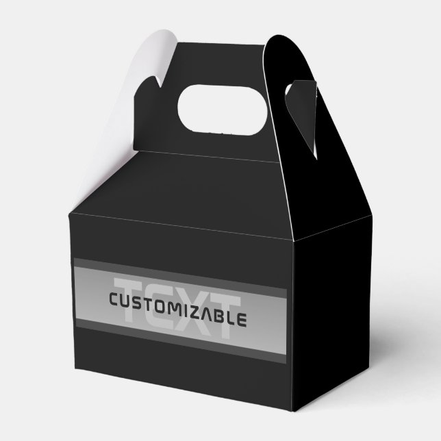 Modern Customizable Layered Text | Black & Grey Favor Box (Front Side)