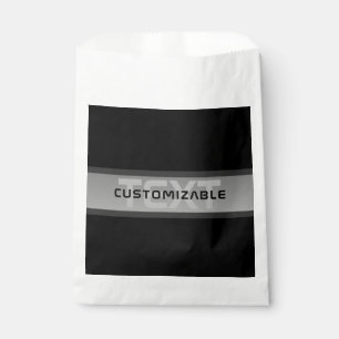 Modern Customizable Layered Text   Black & Grey Favour Bag