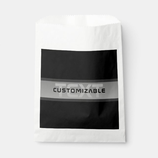 Modern Customizable Layered Text | Black & Grey Favour Bag (Front)