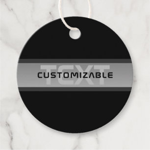 Modern Customizable Layered Text Black & Grey Favour Tags