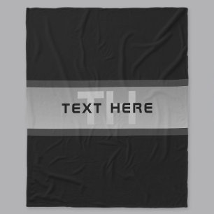 Modern Customizable Layered Text   Black & Grey Fleece Blanket