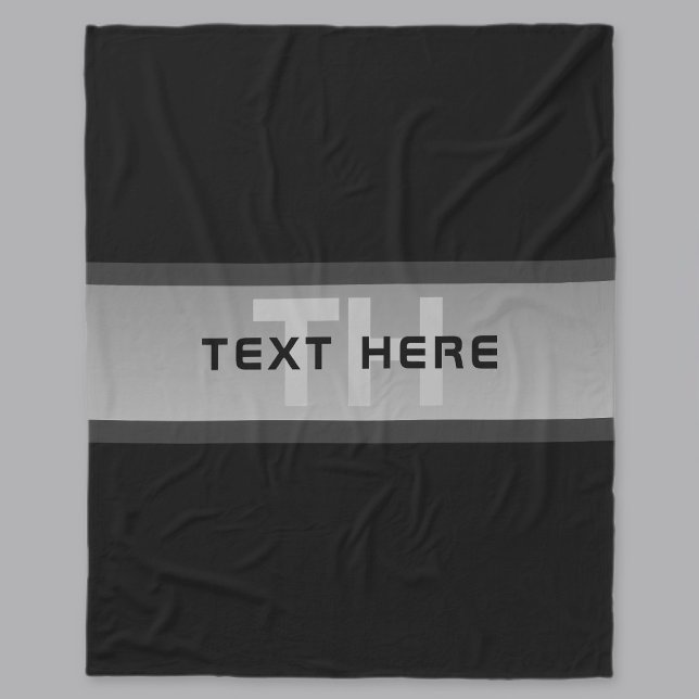 Modern Customizable Layered Text | Black & Grey Fleece Blanket (Creator Uploaded)