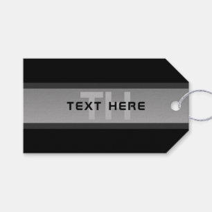 Modern Customizable Layered Text   Black & Grey Gift Tags