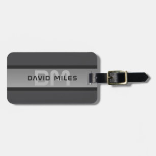 Modern Customizable Layered Text   Black & Grey Luggage Tag