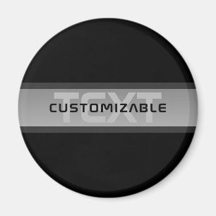 Modern Customizable Layered Text Black & Grey Magnet