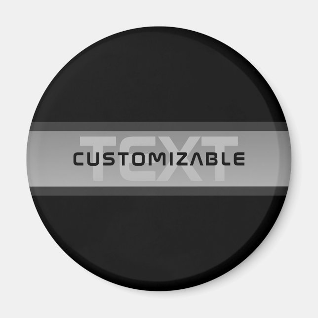 Modern Customizable Layered Text | Black & Grey Magnet (Front)