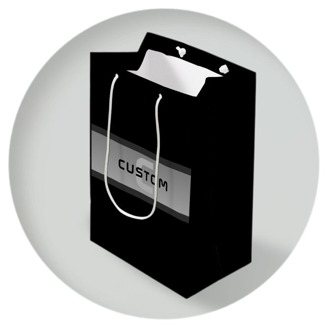 Modern Customizable Layered Text | Black & Grey Medium Gift Bag (Creator Uploaded)