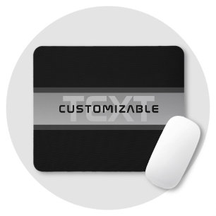 Modern Customizable Layered Text Black & Grey Mouse Pad