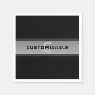 Modern Customizable Layered Text Black & Grey Napkin