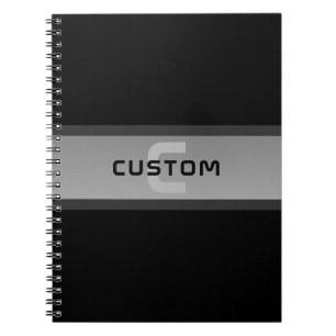 Modern Customizable Layered Text Black & Grey Notebook