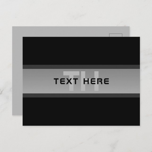 Modern Customizable Layered Text | Black & Grey Postcard (Front/Back)