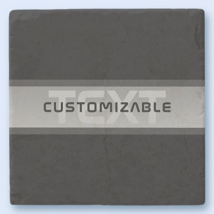 Modern Customizable Layered Text   Black & Grey Stone Coaster