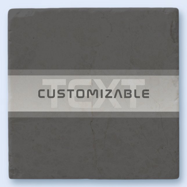 Modern Customizable Layered Text | Black & Grey Stone Coaster (Creator Uploaded)