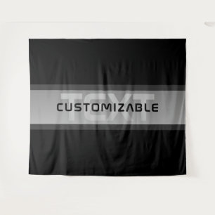 Modern Customizable Layered Text   Black & Grey Tapestry