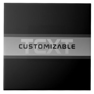 Modern Customizable Layered Text   Black & Grey Tile